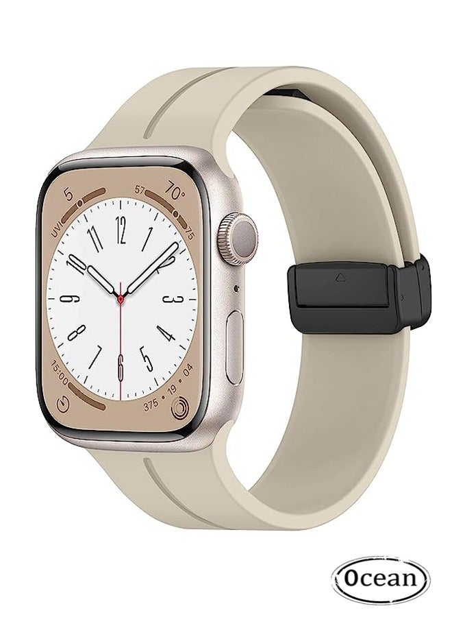Magnetic Band D-buckle Silicone Sport Strap Replacement WristBand for Apple Watch SE Series 8/7/6/5/4/3/2/1 (38mm/40mm/41mm) - Image 1