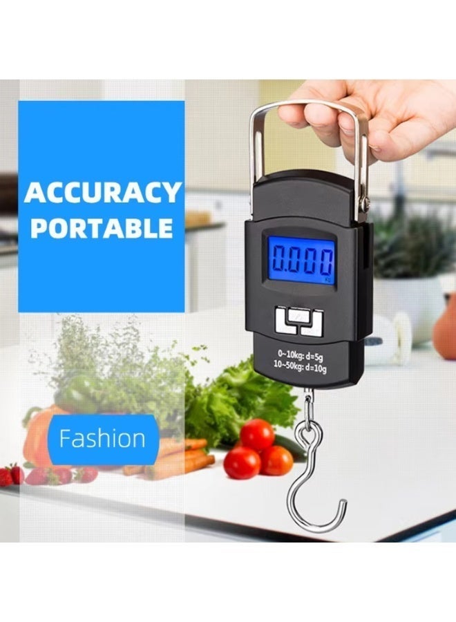 OSALIA Premium Quality Digital Hanging Fish Luggage Scale, 110lb/50kg Luggage Weight Scale with Backlit LCD Display, Portable Handheld Baggage Scale For Travel Suitcase, Scale For Traveling with Handle & Large Hook & 2 AAA Batteries - Image 3