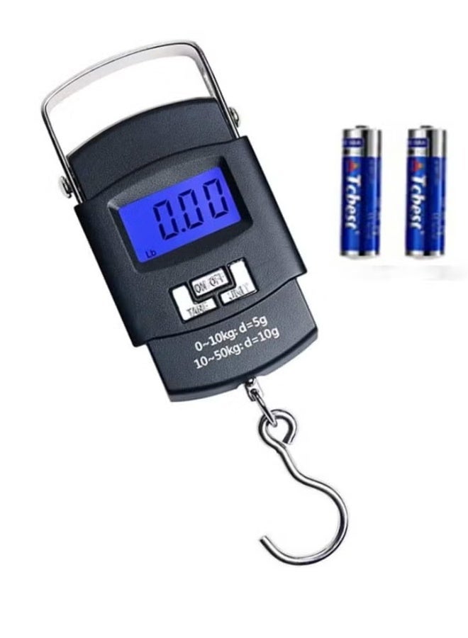 OSALIA Premium Quality Digital Hanging Fish Luggage Scale, 110lb/50kg Luggage Weight Scale with Backlit LCD Display, Portable Handheld Baggage Scale For Travel Suitcase, Scale For Traveling with Handle & Large Hook & 2 AAA Batteries - Image 1