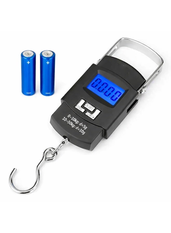 OSALIA Premium Quality Digital Hanging Fish Luggage Scale, 110lb/50kg Luggage Weight Scale with Backlit LCD Display, Portable Handheld Baggage Scale For Travel Suitcase, Scale For Traveling with Handle & Large Hook & 2 AAA Batteries - Image 4