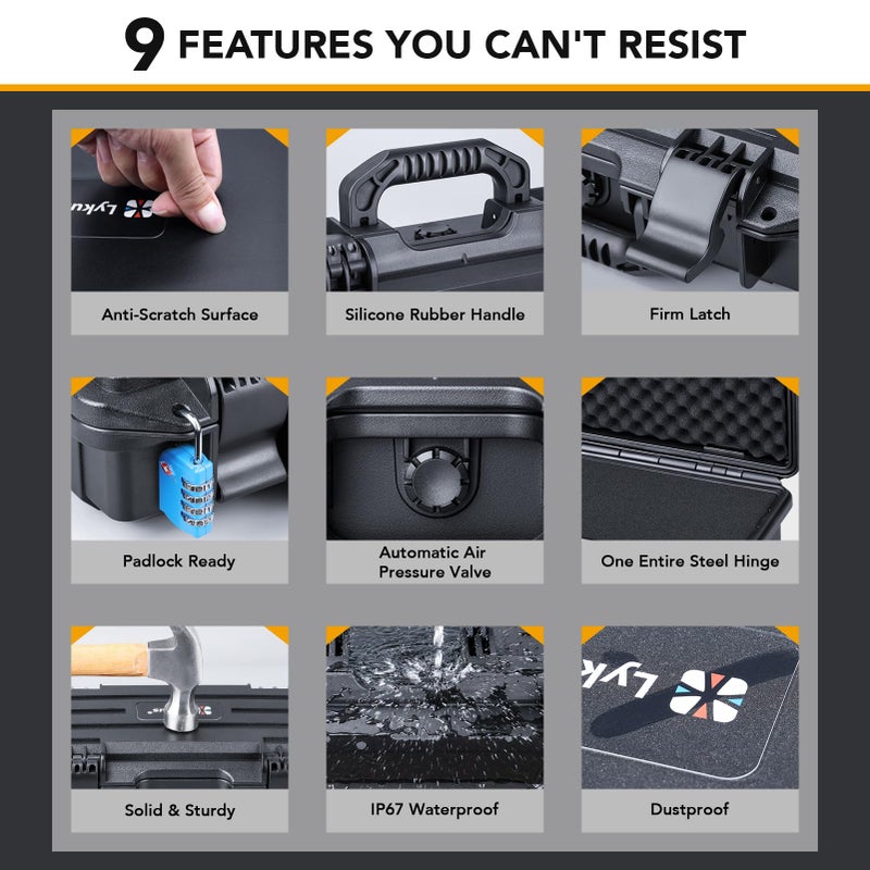 Lykus HC-4210 Waterproof Hard Case with Customizable Foam, Interior size 16.8x5.4x3.5 in, Suitable for long slim items - Image 5