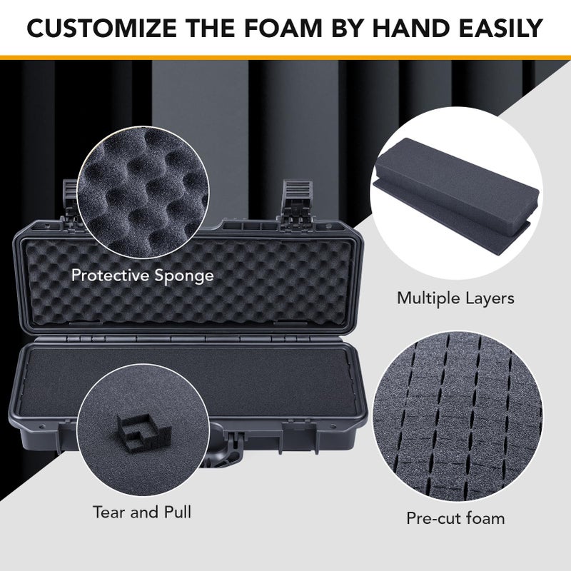 Lykus HC-4210 Waterproof Hard Case with Customizable Foam, Interior size 16.8x5.4x3.5 in, Suitable for long slim items - Image 2
