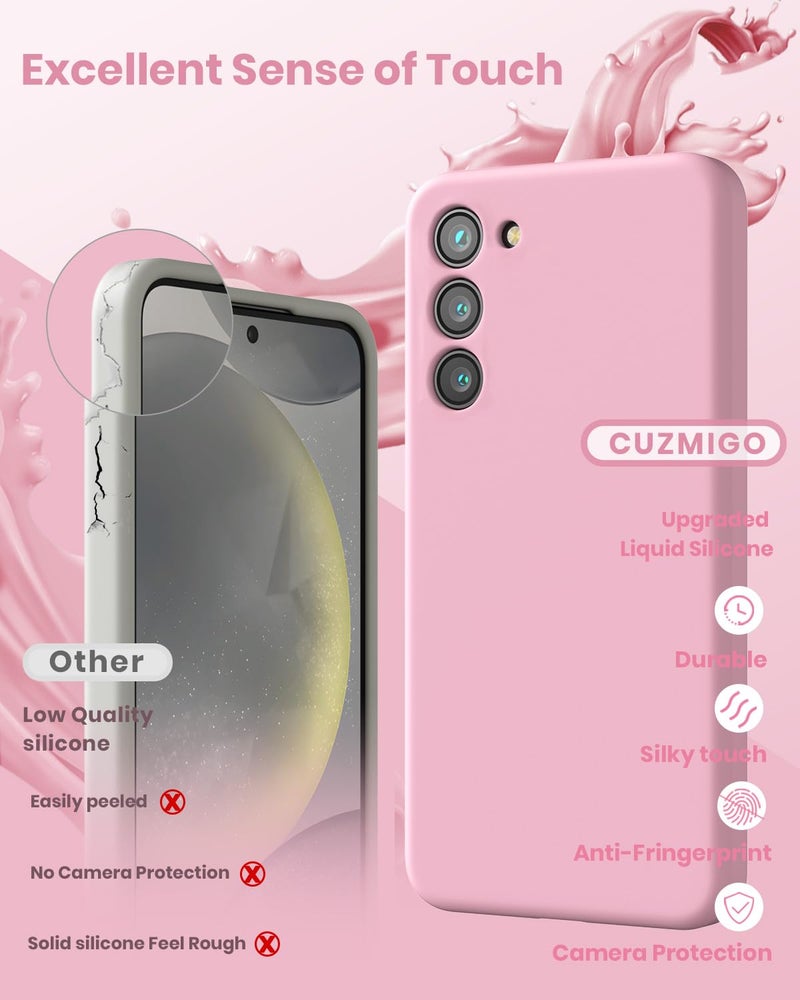CUZMIGO for Samsung Galaxy S23 Plus Case, Soft Liquid Silicone Phone Cover with Color Variety, Slim Fit Shockproof Camera Protection Thin Cute Case for Women and Girl, Chalk Pink, 6.6“ - Image 3