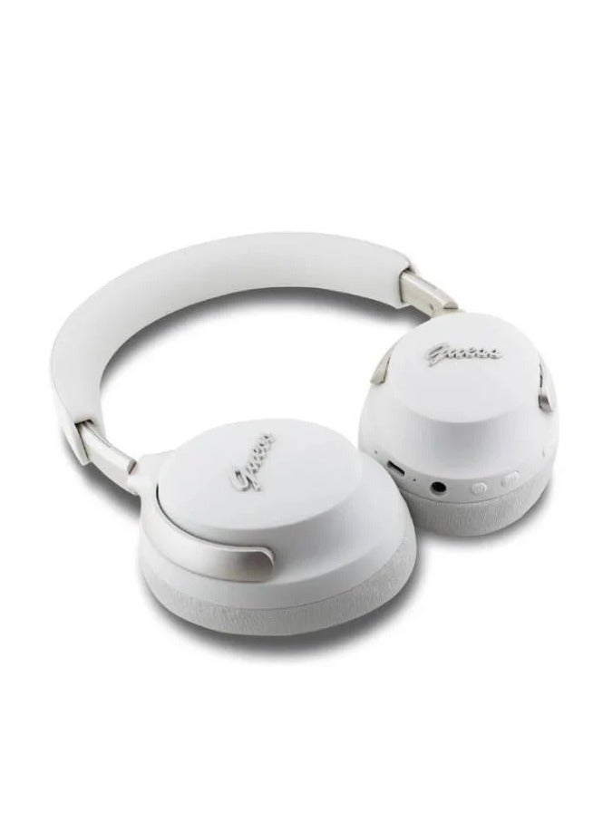 GUESS CG Mobile Guess Wireless 4G Headphones Faux Leather with Metal Logo - White - Image 4