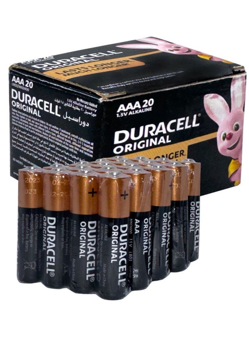 Duracell - 20 Pieces Original AAA 1.5V Alkaline Battery - Image 1