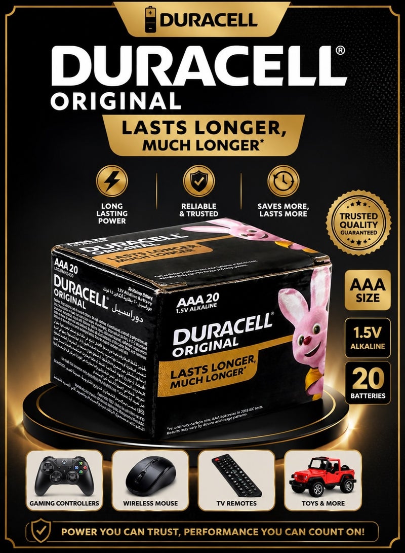 Duracell 20 Pieces Original AAA 1.5V Alkaline Battery - Image 1