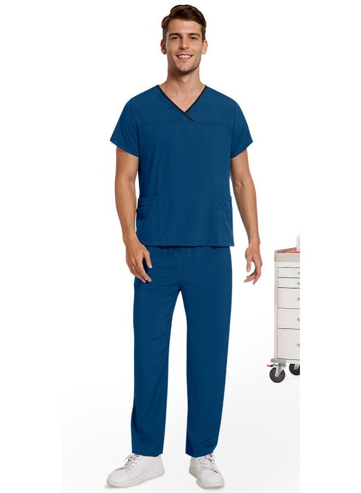 NIBEMINENT Veterinary Uniform Pet Grooming 2-piece Workwear Set Multi Colored Scrub Top Pant Nurse Unisex Scrubs Set Dental Scrub Women Men - Image 1