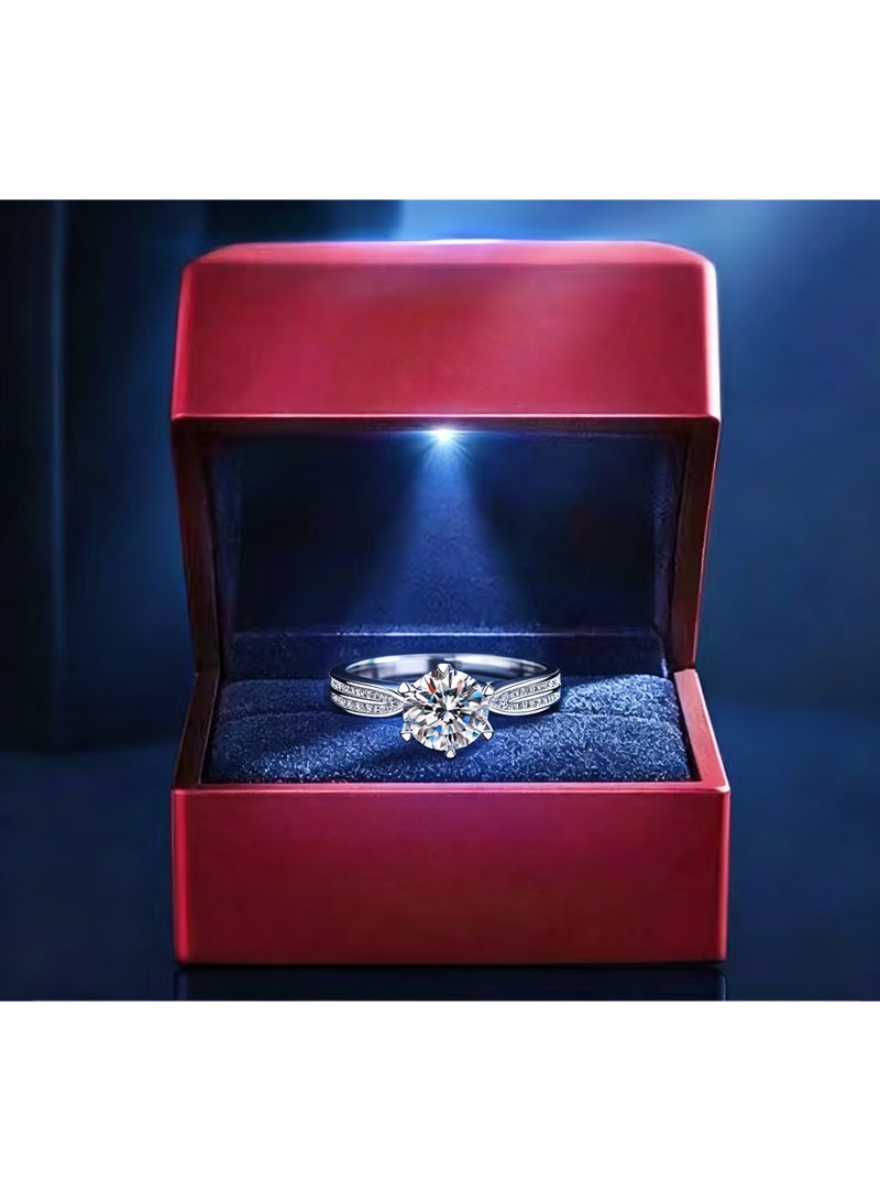 Field 2 Carat Moissanite Women's Ring , wedding ring,engagement ring, S925 Rhodium Plated ,Adjustable Size , Luxury Gift Box , Ready to Gift - Image 1