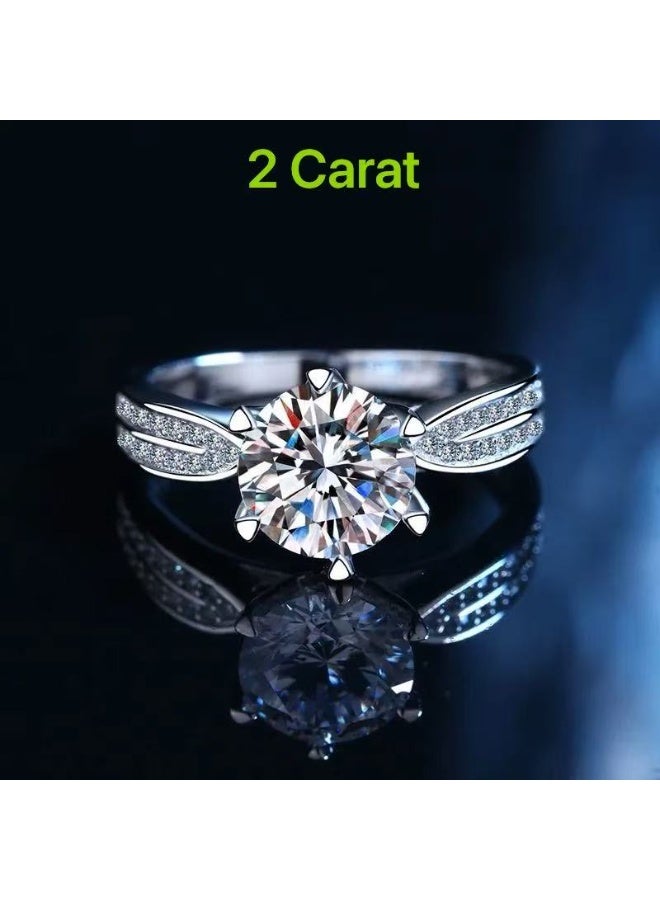 Field 2 Carat Moissanite Women's Ring , wedding ring,engagement ring, S925 Rhodium Plated ,Adjustable Size , Luxury Gift Box , Ready to Gift - Image 2