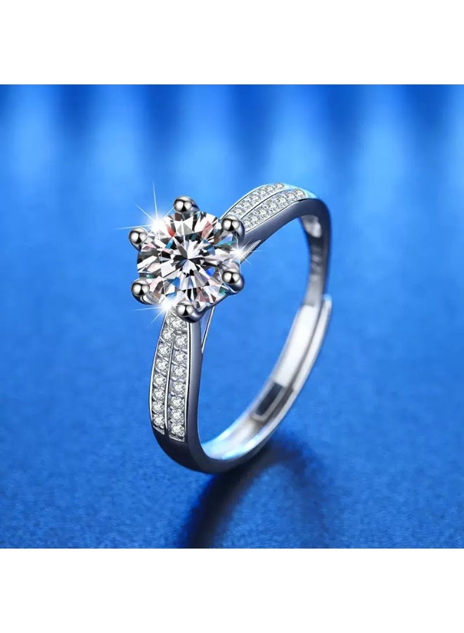Field 2 Carat Moissanite Women's Ring , wedding ring,engagement ring, S925 Rhodium Plated ,Adjustable Size , Luxury Gift Box , Ready to Gift - Image 3