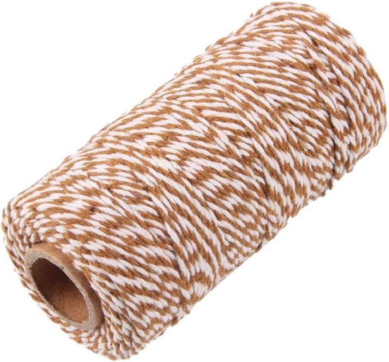 كلاراكو خيوط خباز ملونة 100 متر، خيط زينة لحفلات الزفاف والحرف اليدوية، 100% قطن، 15 لونًا - بني فاتح - Image 2