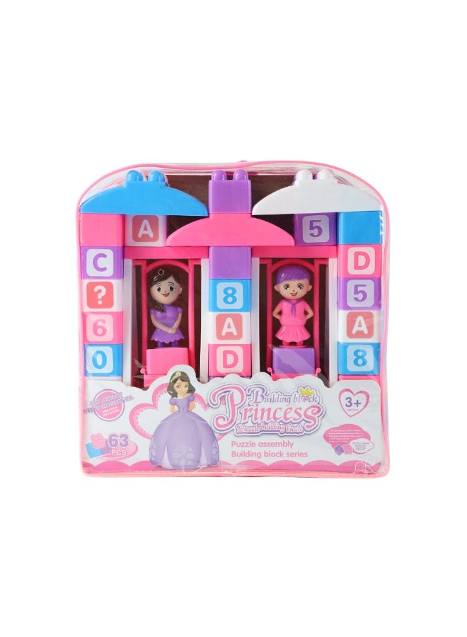 Kids Building Blocks Set - Princess Design - 63 Pieces - Image 3