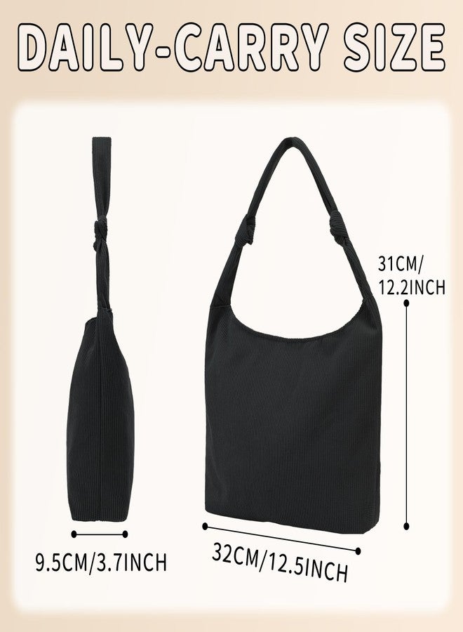 TINYAT Corduroy Tote Bag for Women Small Hobo Bags Work Shoulder Bag Crossbody Purse Casual Handbag - Image 3