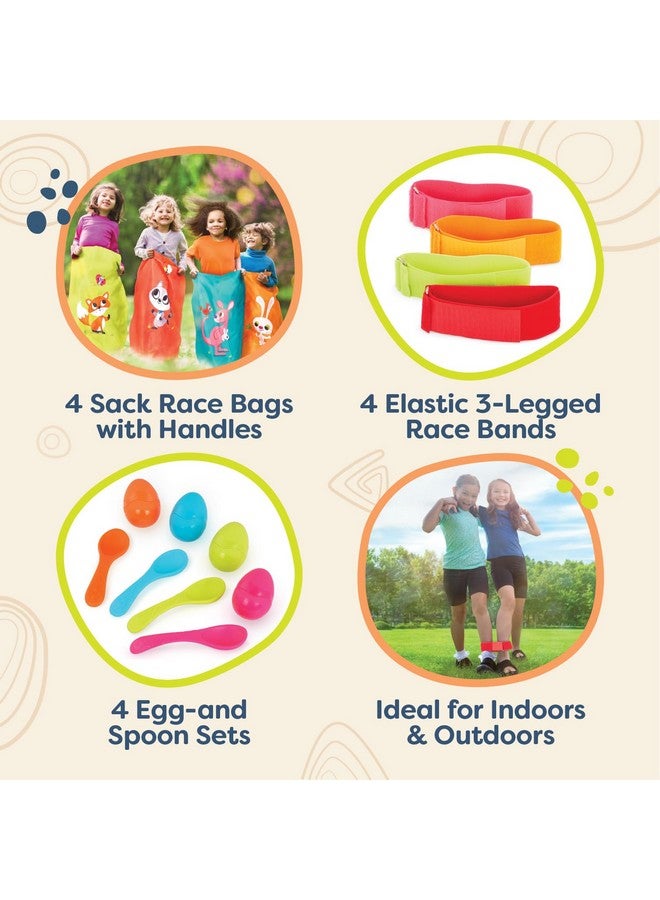 B. toys - 3 Outdoor Games for Kids - Racing Sacks & 3-Legged Race Bands - Egg-and-Spoon Game - Birthday Party Games - 5 Years + - Outdoor Games Galore - Image 2
