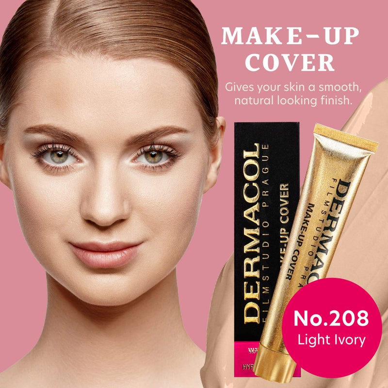 Dermacol - Full Coverage Matte Foundation with SPF 30, Waterproof Foundation for Oily Skin, Acne, & Under Eye Bags, Long-Lasting Makeup, 30g - Shade 208 - Image 2