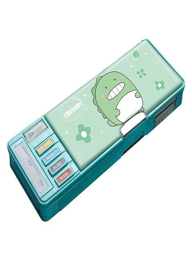 GETNAKSH Multi Compartment Button Operated Dinosaur Pencil Box, with Pen Stand in-Built | Push Button Enabled Storages and Sharpener for Kids (Dinosaur Compass Box 11) - Image 1