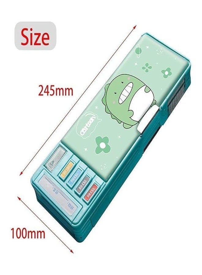 GETNAKSH Multi Compartment Button Operated Dinosaur Pencil Box, with Pen Stand in-Built | Push Button Enabled Storages and Sharpener for Kids (Dinosaur Compass Box 11) - Image 3