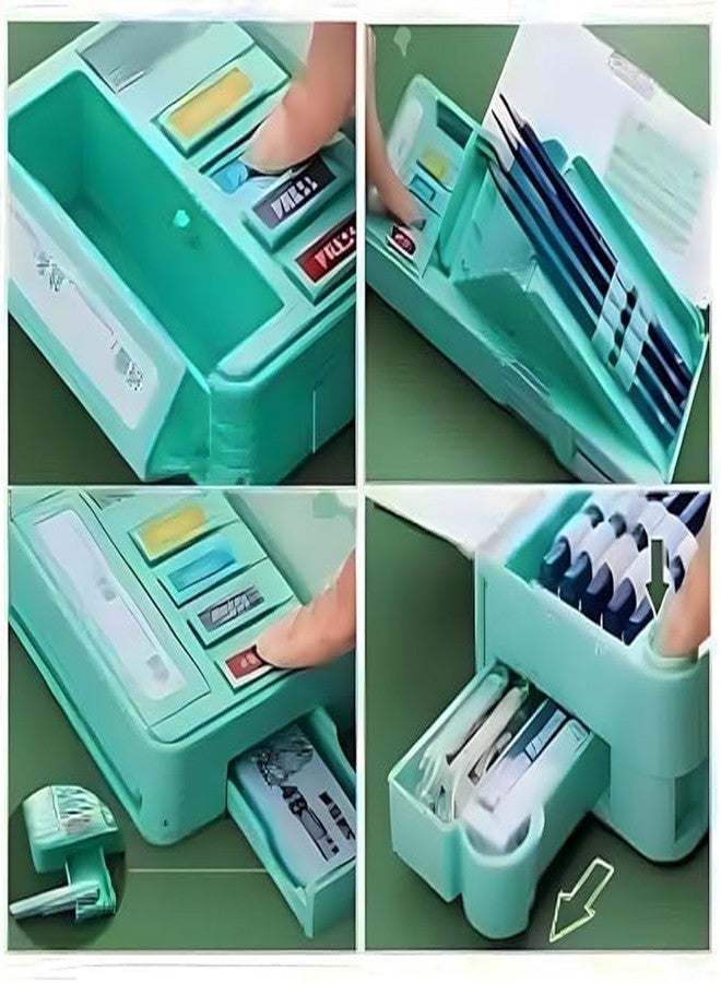 GETNAKSH Multi Compartment Button Operated Dinosaur Pencil Box, with Pen Stand in-Built | Push Button Enabled Storages and Sharpener for Kids (Dinosaur Compass Box 11) - Image 4