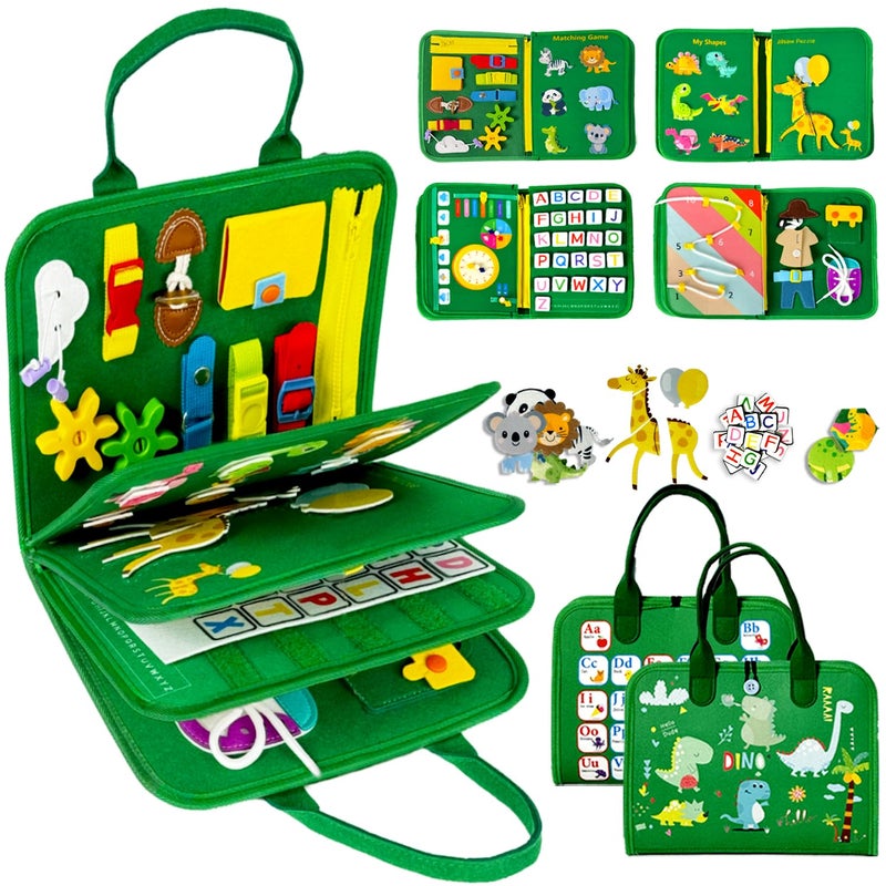 Qizfun Toddler Busy Board Montessori Toys Sensory Busy Book Educational Learning Travel Toy for Airplane Car Keeps Toddlers Engaged Birthday Gifts for Toddler Boys Girls - Image 2