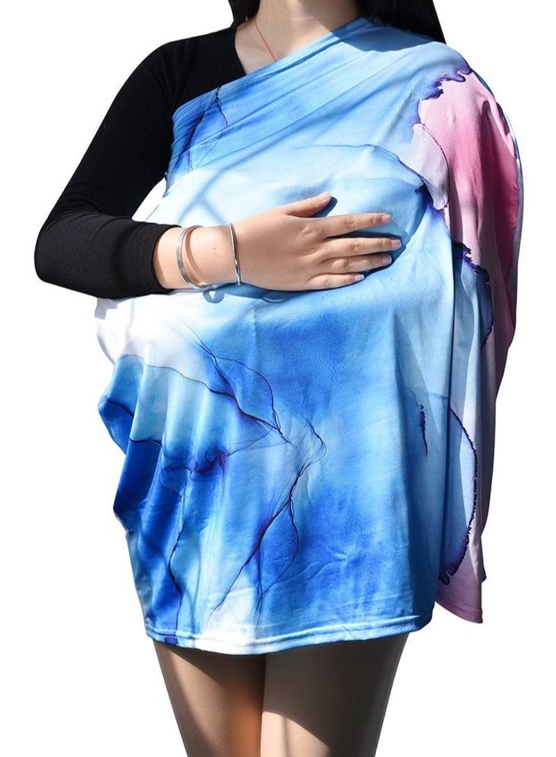 NIBEMINENT Multifunctional Nursing Towel - Blue - Image 1