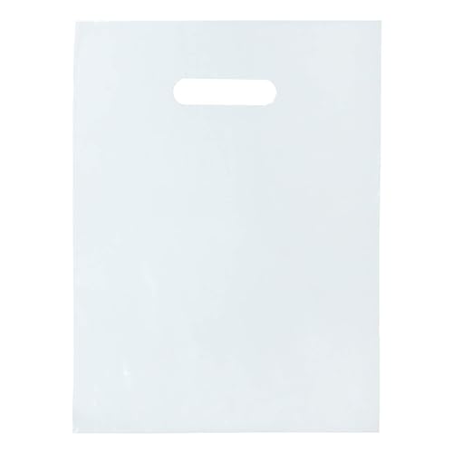 Infinite Pack 100 Clear Plastic Merchandise Bags with Handles 12"x15" | 1.25Mil Thick Glossy Retail Shopping Bags for Small Business Boutique Bag Clear Gift Bags for Shopping, Clothing and Trade Show - Image 1
