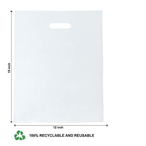 Infinite Pack 100 Clear Plastic Merchandise Bags with Handles 12"x15" | 1.25Mil Thick Glossy Retail Shopping Bags for Small Business Boutique Bag Clear Gift Bags for Shopping, Clothing and Trade Show - Image 2