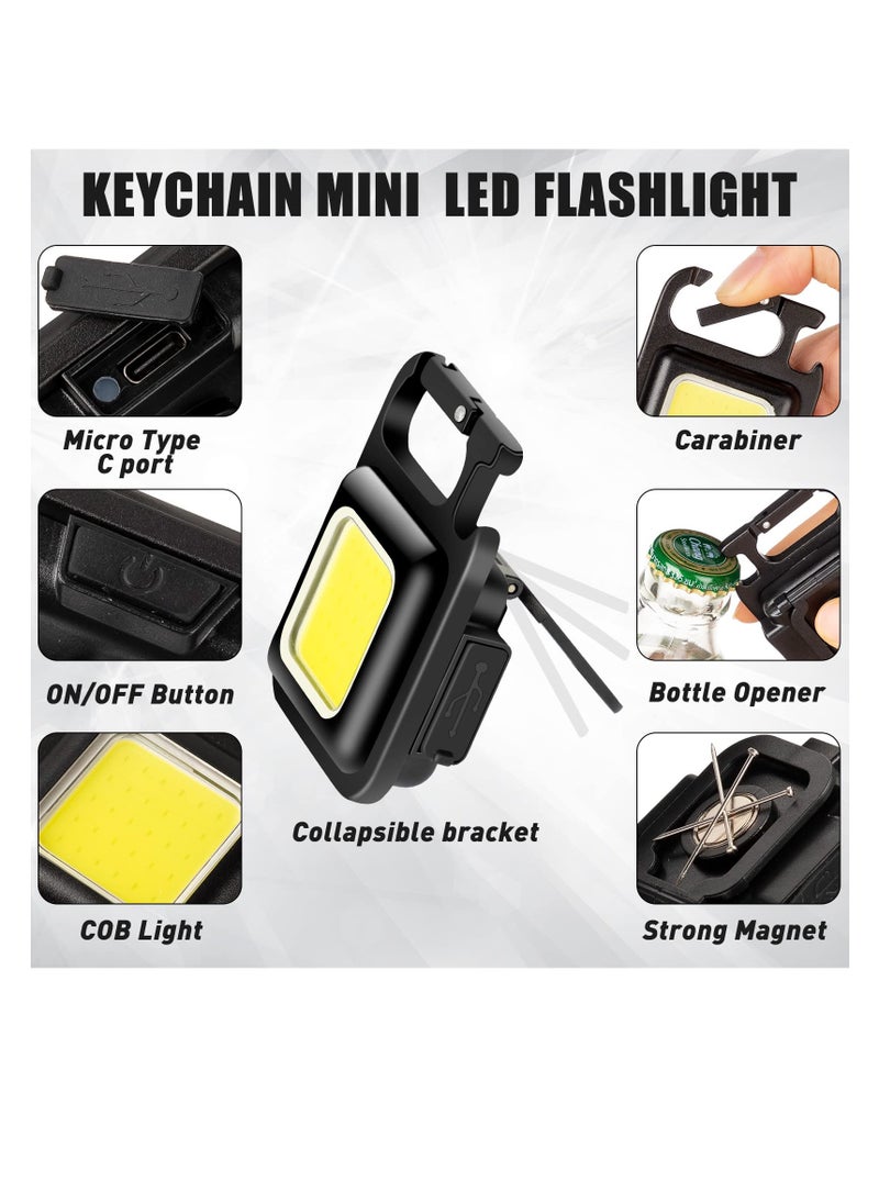 Excefore - Keychain Flashlight, 1500 Lumens Bright Rechargeable Keychain, 6 Light Modes, Magnetic Keychain Flashlights Pocket Keychain Light with Bracket and Screwdriver, for Camping and Hiking - Image 1