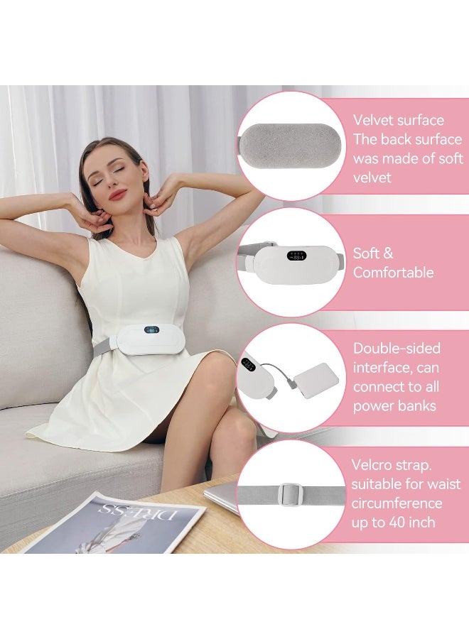 QIANDUMI Portable Cordless Heating Pad, Menstrual Fast Pads, 3-Speed Temperature Adjustment and 4-Speed Massage Modes, Back or Belly Pain Relief Pad for Women Girl (White) - Image 3