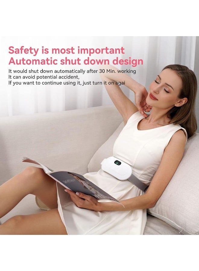 QIANDUMI Portable Cordless Heating Pad, Menstrual Fast Pads, 3-Speed Temperature Adjustment and 4-Speed Massage Modes, Back or Belly Pain Relief Pad for Women Girl (White) - Image 5