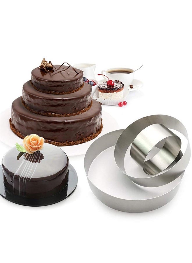 3-Piece Stainless Steel Round Cookie and Dough Cutter Set - Multi-Size Cutters for Cookies, Cakes, and Dough - Image 1