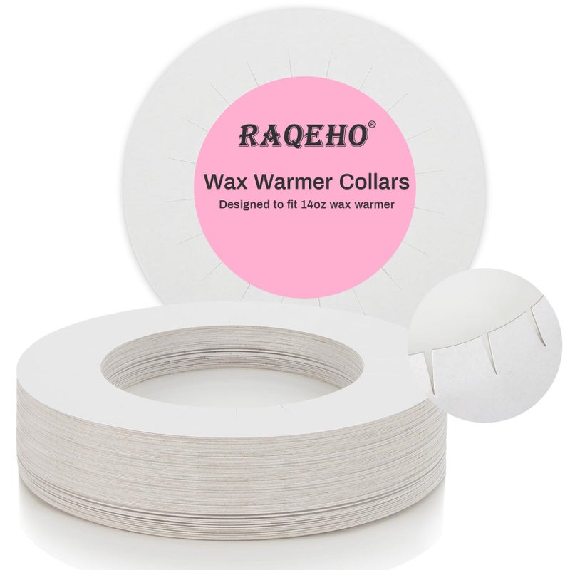 RAQEHO Wax Collars for Wax Pot - 50PCS Disposable Coated Paper Protective Clean Collar for 14oz Wax Warmer Melting Pot for Hair Removal Women Wax Bath Accessories Esthetician Professional Supplies - Image 1