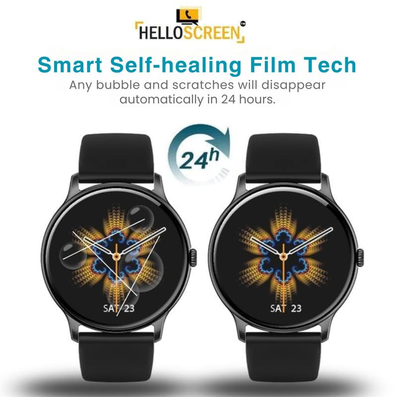 HELLOSCREEN 2 Pack| Smartwatch Screen Protector for boAt Lunar Discovery 1.39 inch | Flexible TPU Film, 9H Scratch Resistant, Bubble Free - Not a Tempered Glass - Image 5