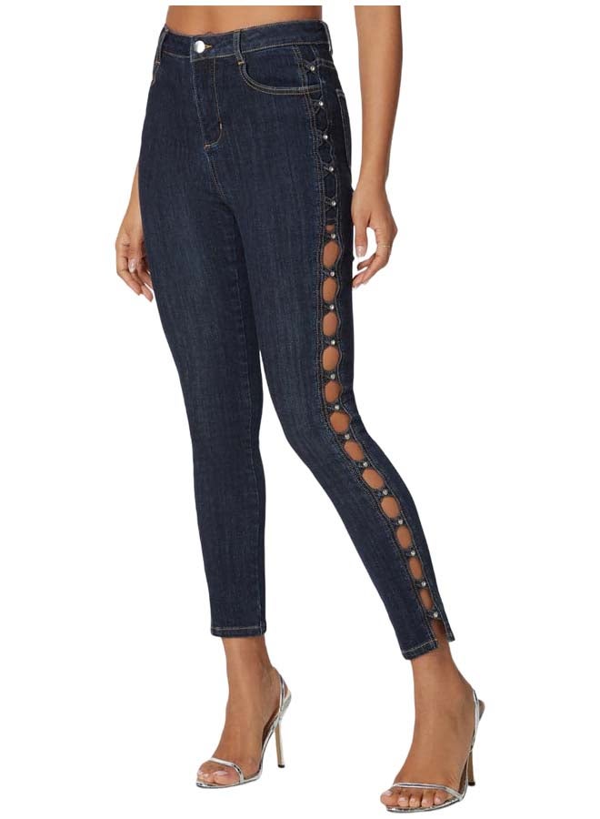 bebe Natural Waist Stud Detail Skinny Leg Jeans - Image 1