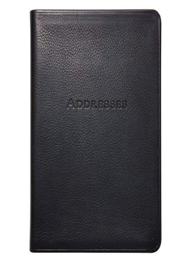 Graphic Image 7 Inch Leather Bound Desk Address Book, Genuine Calfskin Leather, 1,400 Entries, Black - Image 1