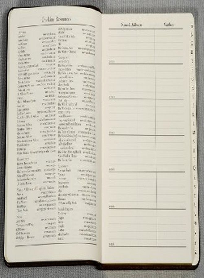 Graphic Image 7 Inch Leather Bound Desk Address Book, Genuine Calfskin Leather, 1,400 Entries, Black - Image 3