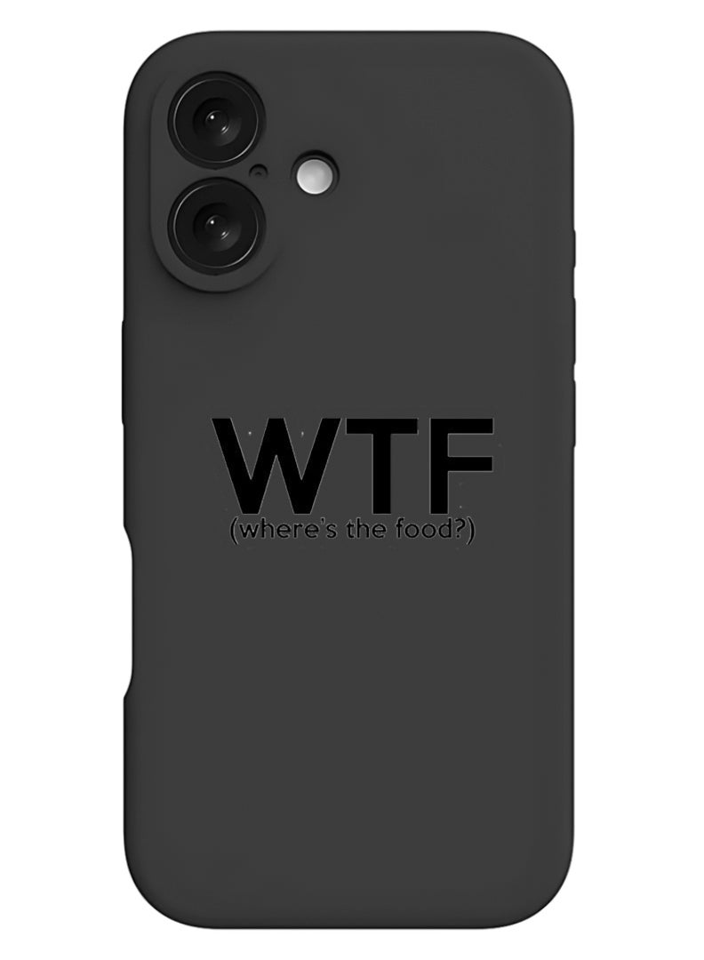 Theodor iPhone 16 Plus Black Protective Slim Fit Case Liquid Silicone Cover with Full Body Protection Anti-Scratch Shockproof Case For iPhone - WTF where is the food - Image 1