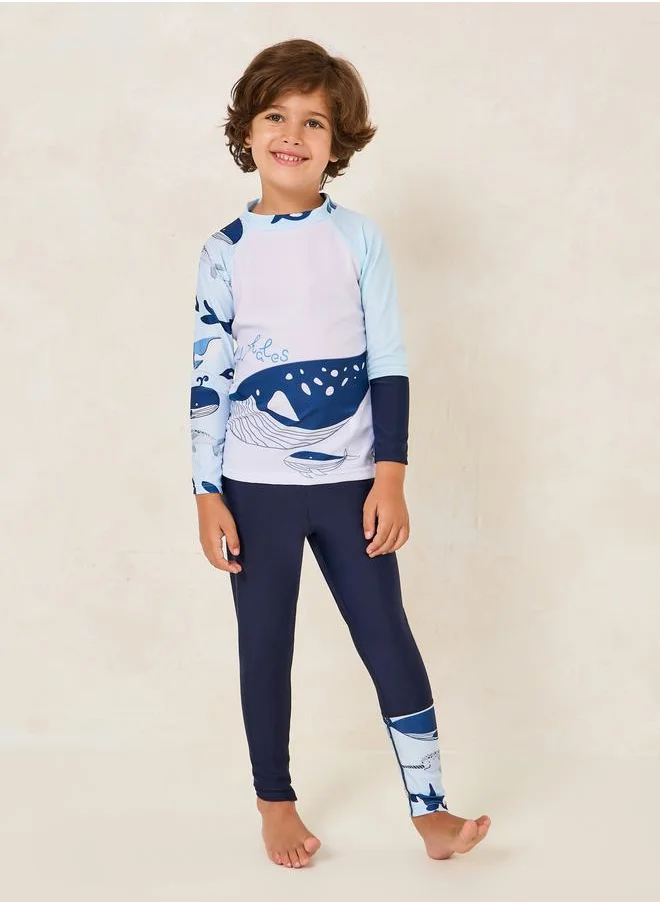 Styli Toddler Boys Printed Long Sleeve Swimming Set