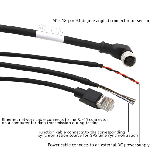 HangTon M12 12-pin Power Network Ethernet Data Cable for DJI Livox Mid-360 LiDAR Sensor to Computer Debug, Right Angle to RJ45 Flying Leads, 1m - Image 2