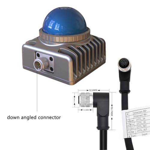 HangTon M12 12-pin Power Network Ethernet Data Cable for DJI Livox Mid-360 LiDAR Sensor to Computer Debug, Right Angle to RJ45 Flying Leads, 1m - Image 3