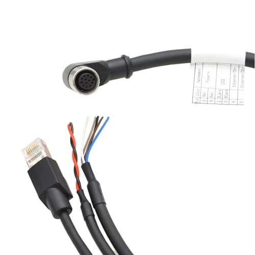 HangTon M12 12-pin Power Network Ethernet Data Cable for DJI Livox Mid-360 LiDAR Sensor to Computer Debug, Right Angle to RJ45 Flying Leads, 1m - Image 4