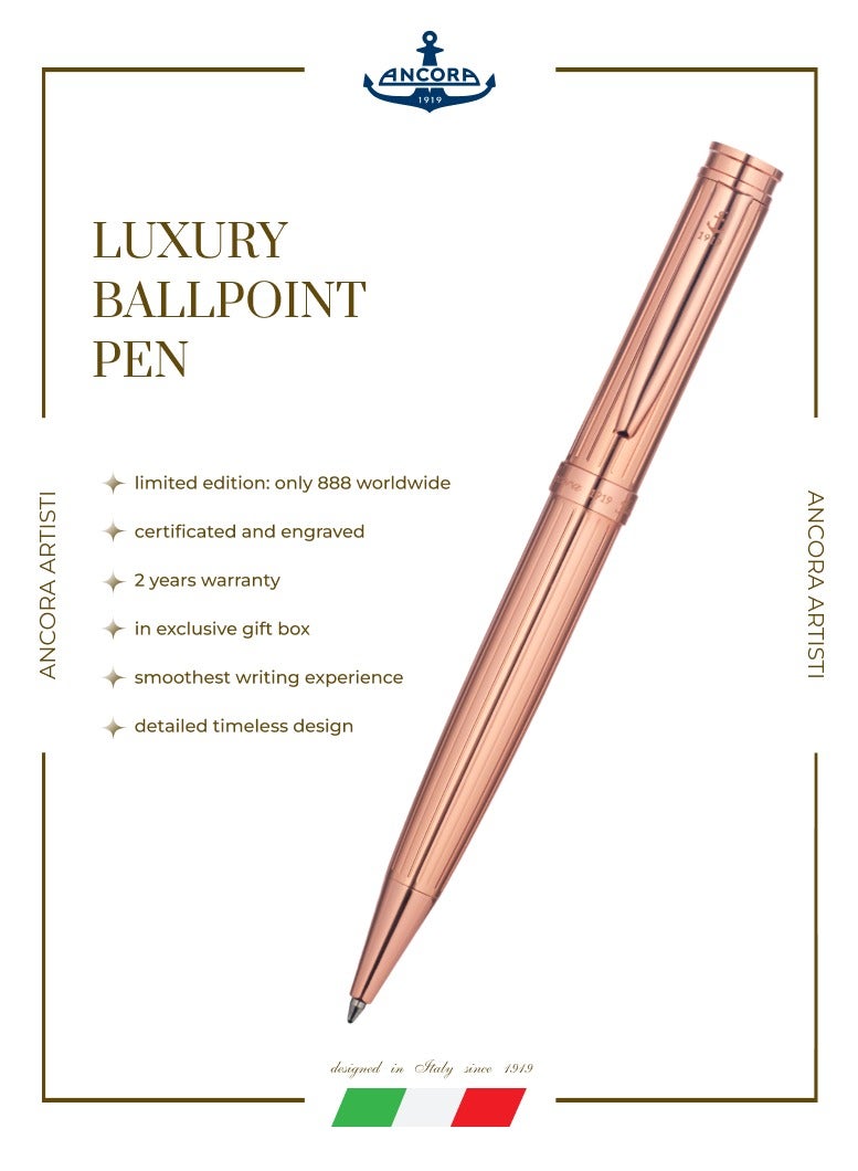 Ancora 1919 Artisti Twister Limited Edition Refillable Ballpoint Pen - Engraved Luxury Pen with Leather Box - Gift for Men & Women - Blue Ink - Image 2