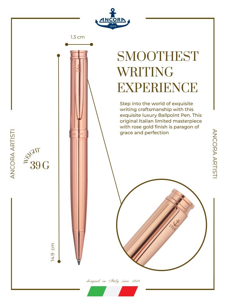 Ancora 1919 Artisti Twister Limited Edition Refillable Ballpoint Pen - Engraved Luxury Pen with Leather Box - Gift for Men & Women - Blue Ink - Image 3