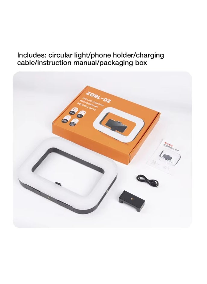 Xria - Xria ZGRL-02 Rechargeable Handheld Square LED Video Light with Built-in 8000mAh Battery for Camera, Smartphone, YouTube, TikTok Video Recording, Makeup - Image 1