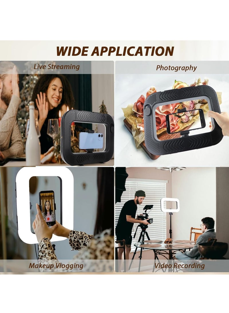 Xria - Xria ZGRL-02 Rechargeable Handheld Square LED Video Light with Built-in 8000mAh Battery for Camera, Smartphone, YouTube, TikTok Video Recording, Makeup - Image 1