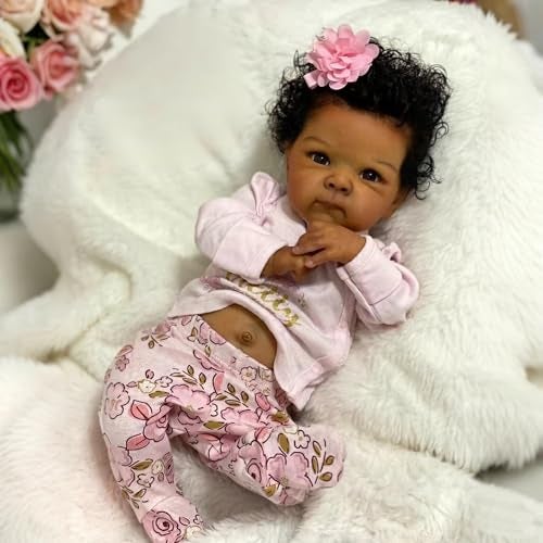 Zero Pam Reborn Baby Dolls Silicone Full Body Black18 in Realistic Baby Doll Black Anatomically Correct Girl Brown Lifelike Babies Doll with Hair Silicone Babies Dolls for Girls with Accessories - Image 1