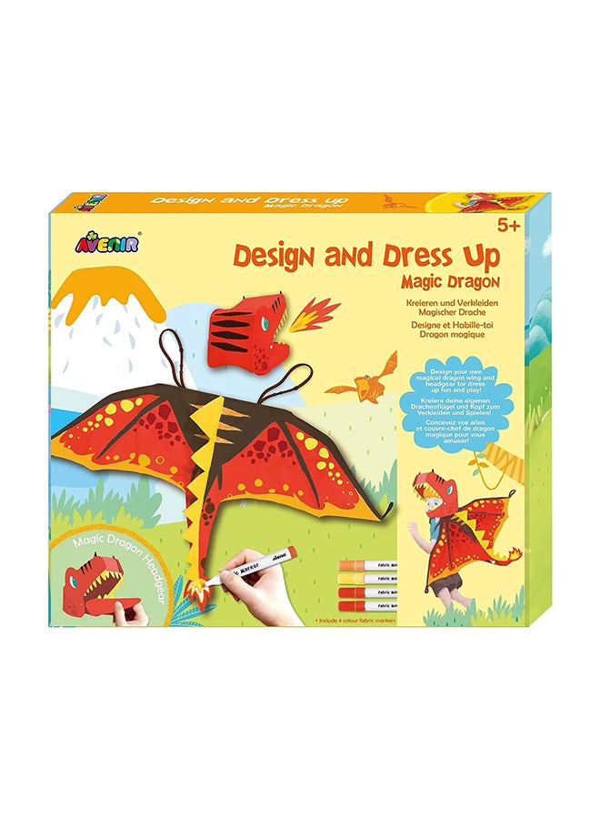 Avenir طقم متعة تنكر وحيد القرن من أفينير - تنين سحري | زي افعلها بنفسك مع أجنحة مطبوعة مسبقًا، أقلام، شعير، إبرة بلاستيكية، ونظارة رأس - اشعل الخيال | 3+ سنوات - Image 1