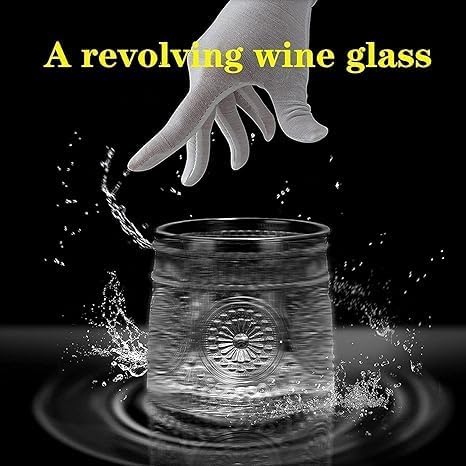 DEVKUVAR Rotating Whiskey Glasses 160ML Set of 2 Big Size SpinningSwirling Drinking Bourbon Glasses Stress Anxiety Relief Tumbler for Scotch Cocktails Coffee Gift for Men Dad  - Image 5