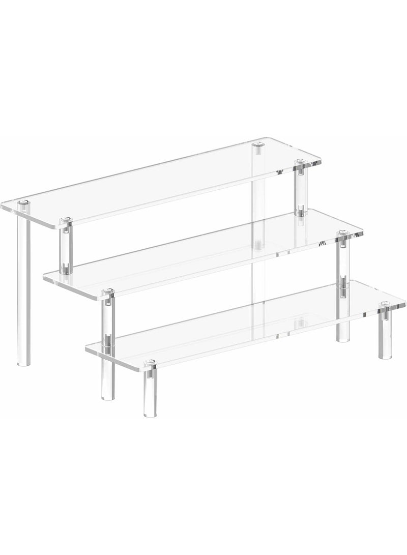 Hugifts Acrylic Display Riser, 3-Tier Cake Stand, Large Perfume Organizer Rack, Clear Cupcake Holder, Display Stand for Figures, Party Dessert Shelves, Makeup Organizer, Crystal Stone Riser Stand for Decoration - Image 1