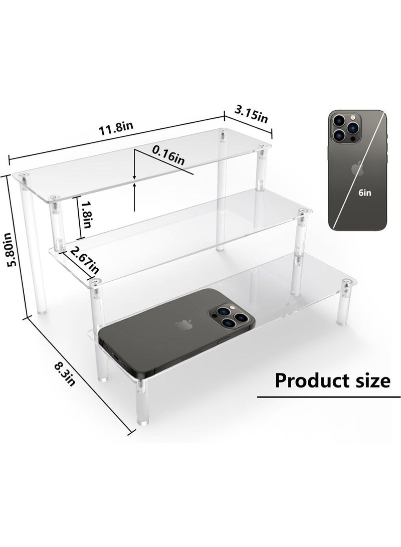 Hugifts Acrylic Display Riser, 3-Tier Cake Stand, Large Perfume Organizer Rack, Clear Cupcake Holder, Display Stand for Figures, Party Dessert Shelves, Makeup Organizer, Crystal Stone Riser Stand for Decoration - Image 2