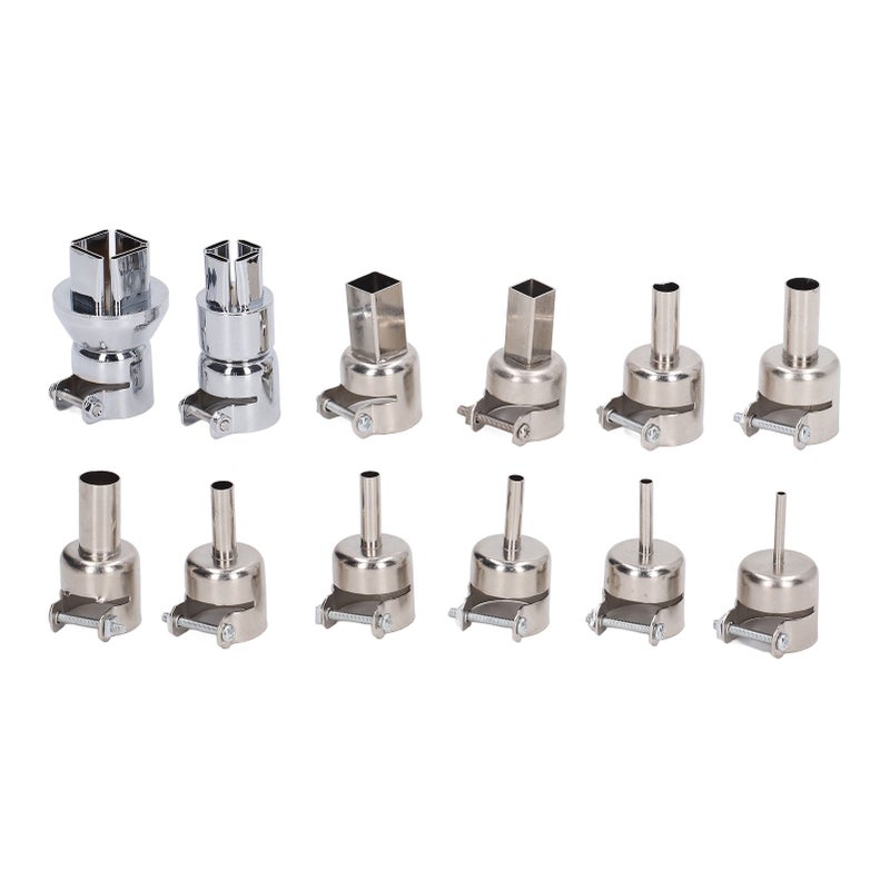12Pcs Hot Air Gun Nozzle with Locking Screw Heat Gun Nozzle for 850 Hot Air Welding Station - Image 1